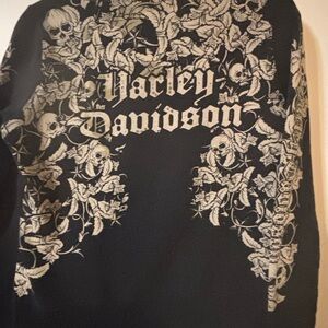 Harley-Davidson Black Crewneck Jacket with Elegant Design
